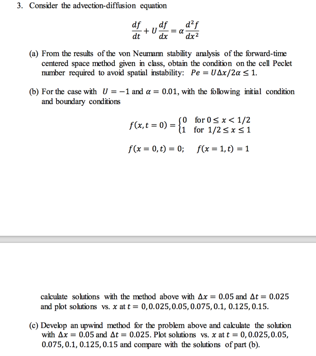 Consider the advection diffusion equation df/dt +