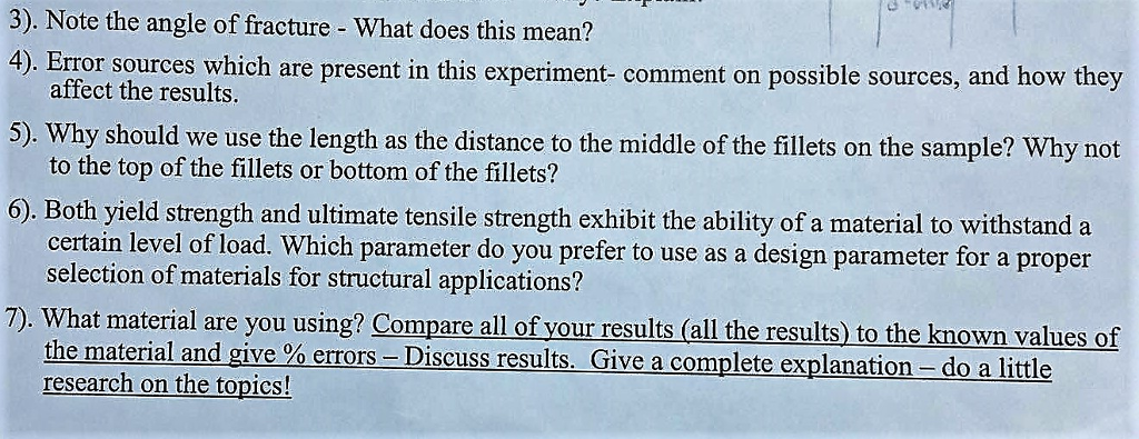 Solved These Questions Are For A Basic Tensile Strength Lab Chegg