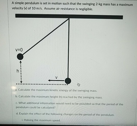 Solved A simple pendulum is set in motion such that the | Chegg.com