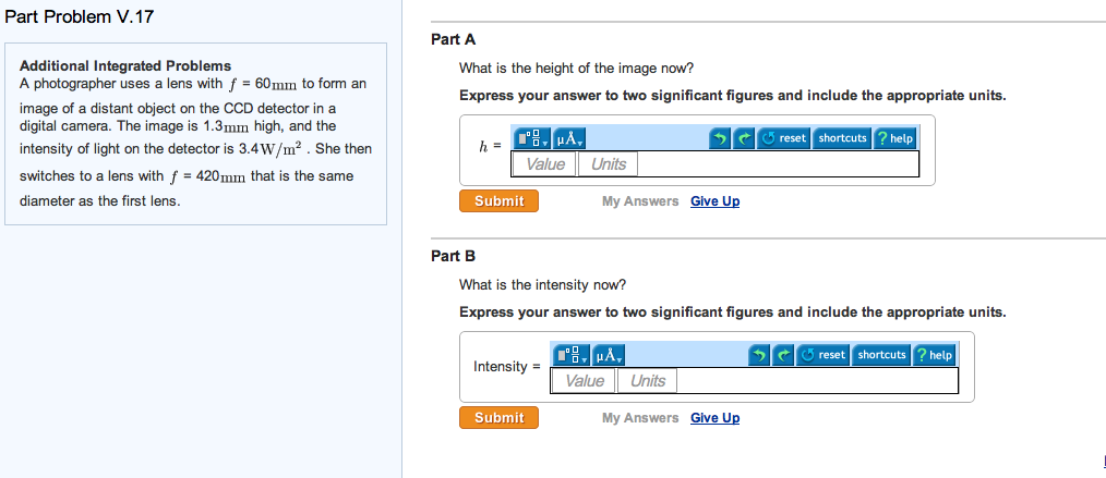 Solved Additional Integrated Problems A photographer uses a | Chegg.com