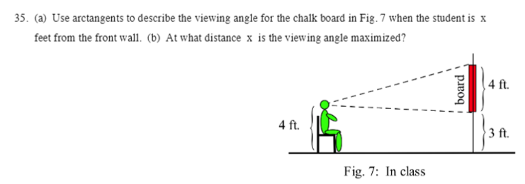 Viewing Angle Math Solved (a) Use arctangents to describe the viewing angle for | Chegg.com