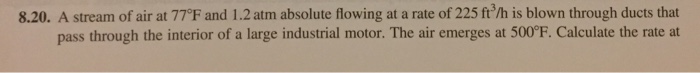 Solved 8.20. A stream of air at 77oF and 1.2 atm absolute | Chegg.com