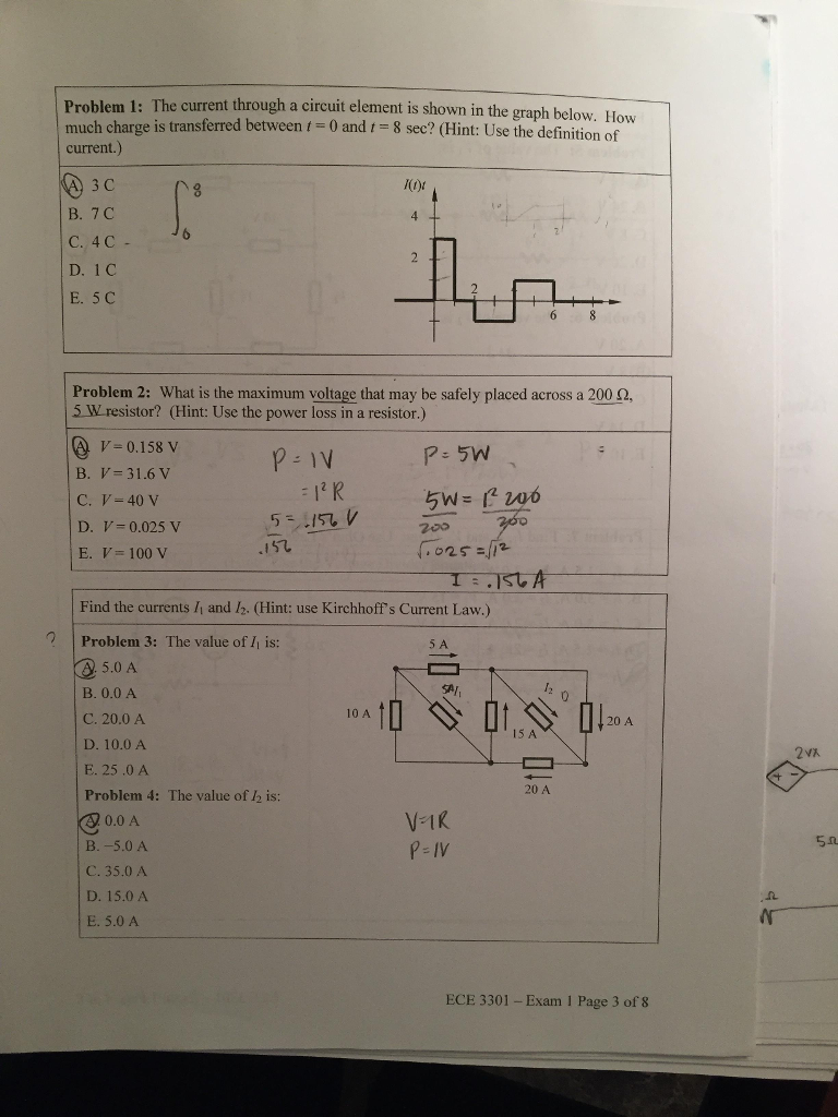 Solved Problem 1: The current through a circuit element is | Chegg.com