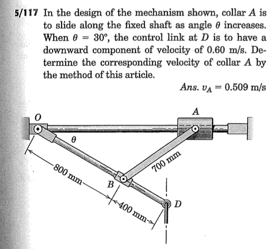 Solved In the design of the mechanism shown, collar A is to