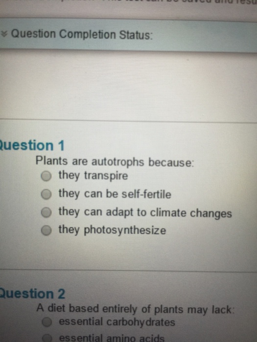 Solved Plants are autotrophs because they transpire they