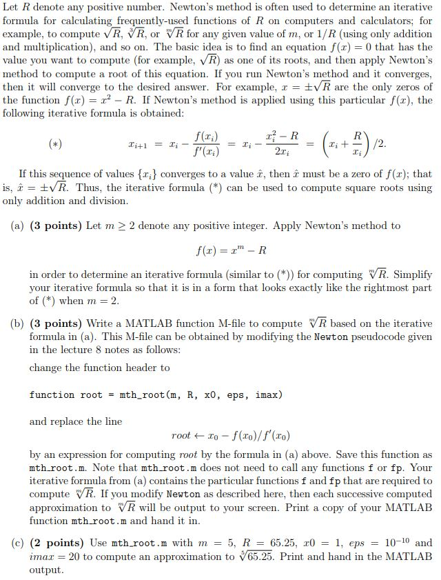 Solved The algorithm for Newton's method can be written in | Chegg.com