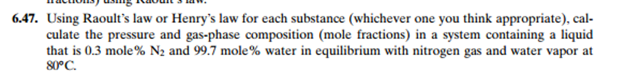 Using Raoult's law or Henry's law for each substance | Chegg.com