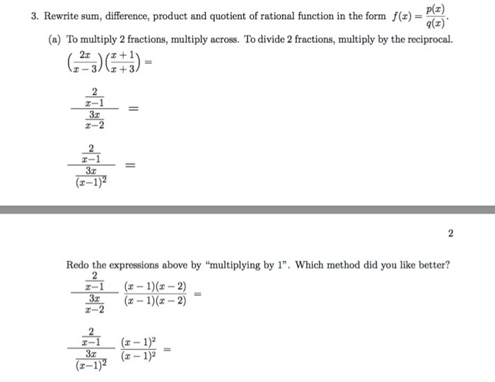 Solved P z 3 Rewrite Sum Difference Product And Quotient Chegg