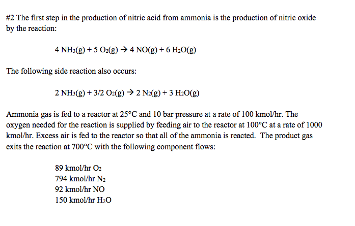 #2 The first step in the production of nitric acid | Chegg.com