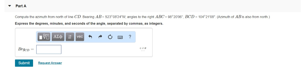 Solved Compute The Azimuth From North Of Line CD Bearing AB Chegg