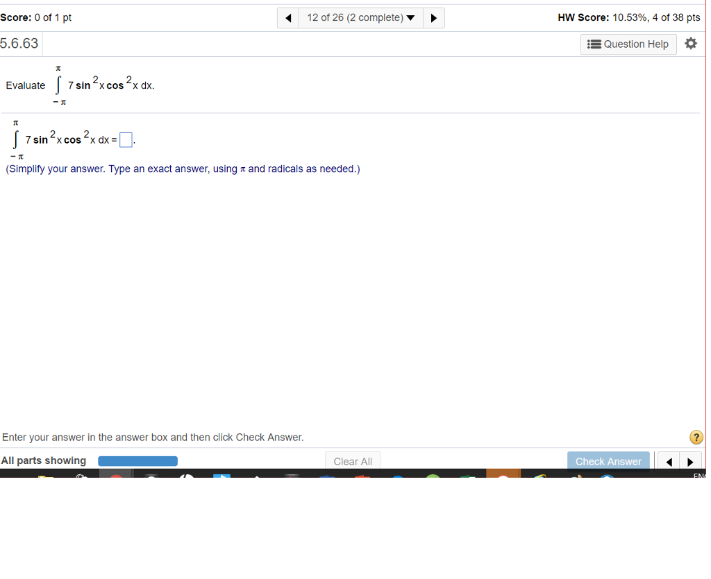 integration 0 to pi 2 x sin x cos x dx