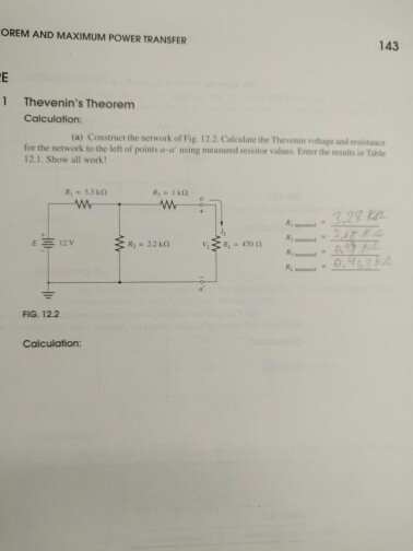 Solved OREM AND MAXIMUM POWER TRANSFER 143 1 Thevenin's | Chegg.com