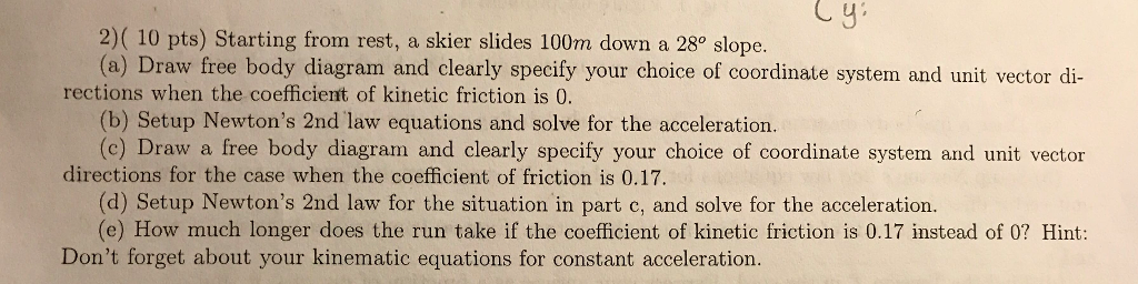 Solved Starting from rest, a skier slides 100m down a 28 | Chegg.com