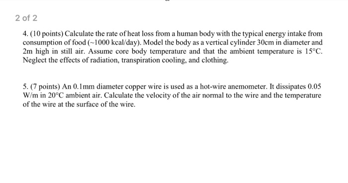Solved Calculate the rate of heat loss from a human body | Chegg.com