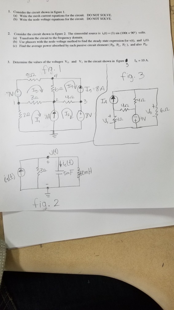 Solved 1. Consider the circuit shown in figure 1 (a) Write | Chegg.com