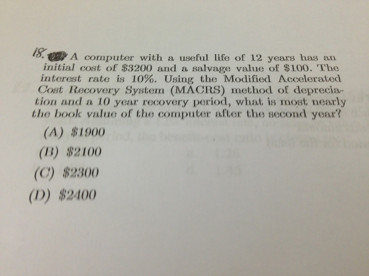Solved 18 A computer with a useful life of 12 years has an
