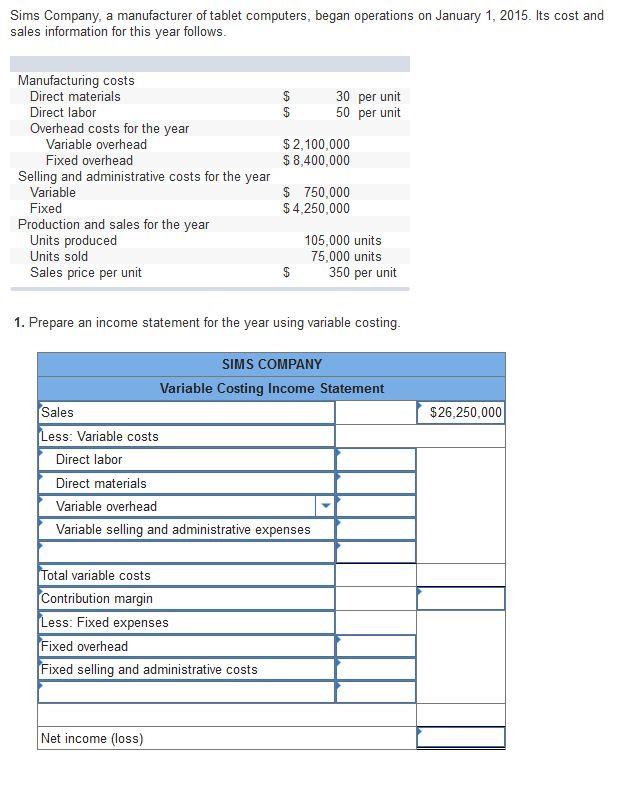 Solved Sims Company, a manufacturer of tablet computers, | Chegg.com