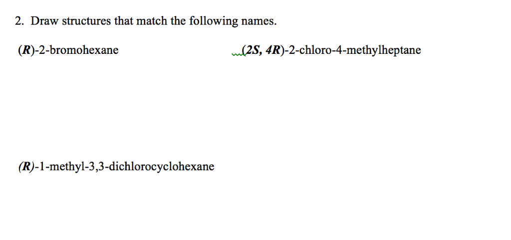 Solved Draw Structures That Match The Following Names. | Chegg.com