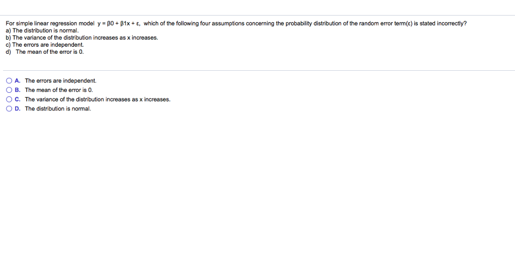 Solved For simple linear regression model y-BO + ?1x + ? | Chegg.com