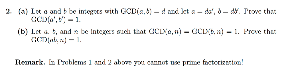 Solved 2. (a) Let A And B Be Integers With GCD(a, B) = D And | Chegg.com