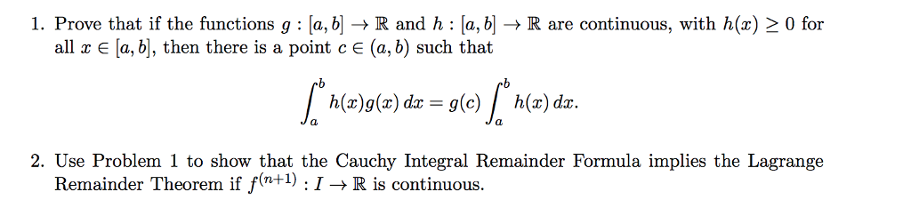 Solved 1. Prove That If The Functions G : ?a,b] ? R And H : | Chegg.com