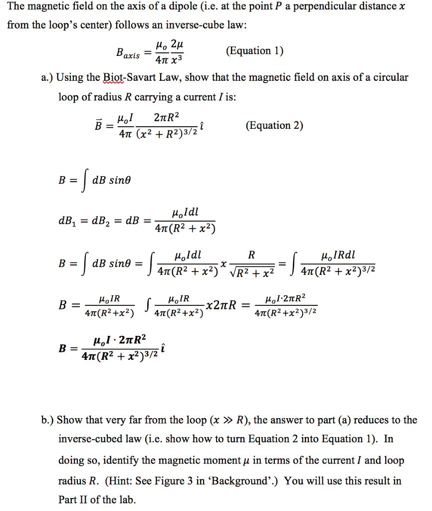 The magnetic field on the axis of a dipole (i.e. at | Chegg.com