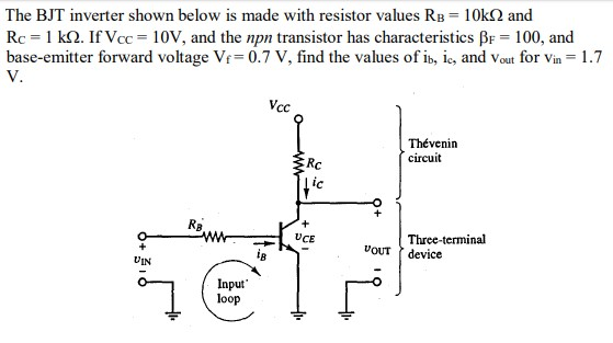 Solved The Bjt Inverter Shown Below Is Made With Resistor