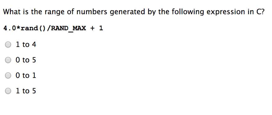 Solved What is the range of numbers generated by the | Chegg.com