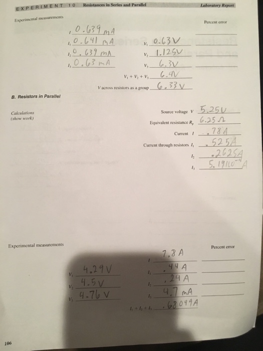 Solved Report Laboratory A. Resistors in Series Calculations