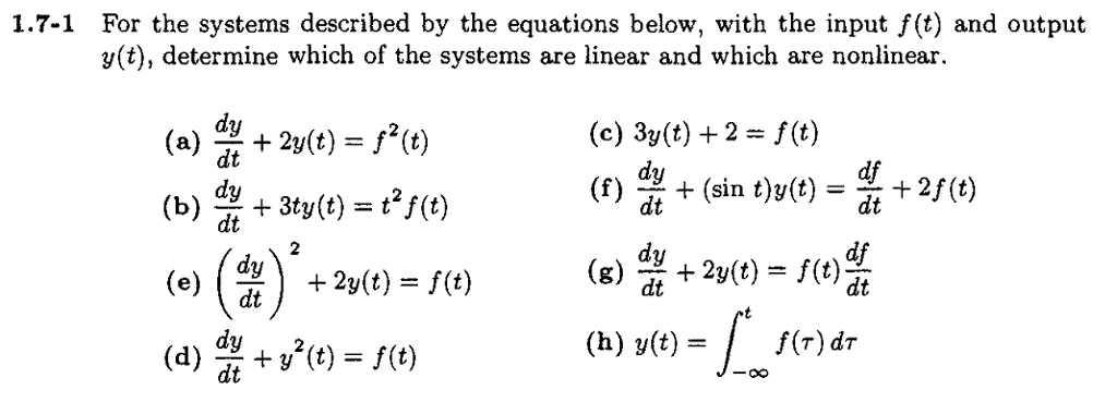 Solved For the systems described by the equations below, | Chegg.com