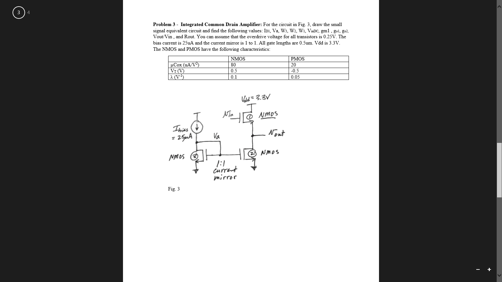 Solved Integrated Common Drain Amplifier For the circuit in