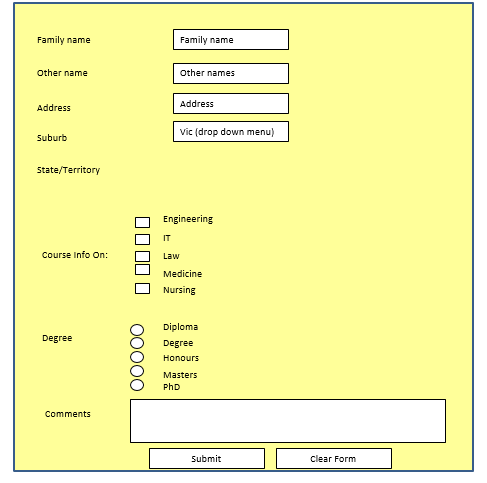 write a code to create a form in html