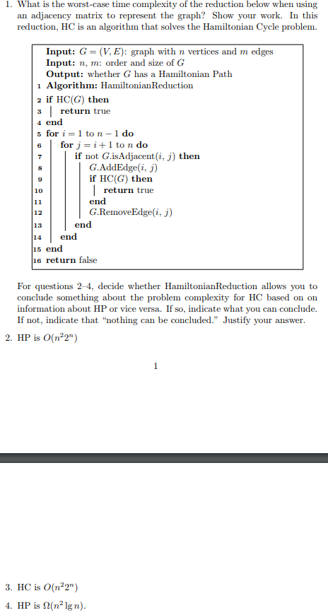 Solved 1. What is the worst-case time complexity of the | Chegg.com