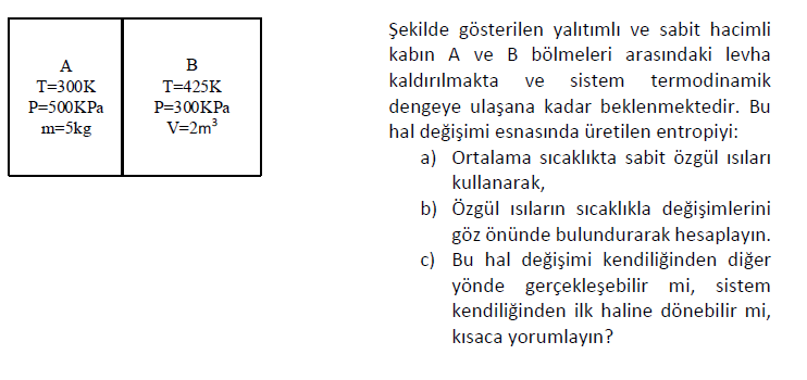 Solved ?ekilde Gösterilen Yalit?mli Ve Sabit Hacimli Kab?n A | Chegg.com