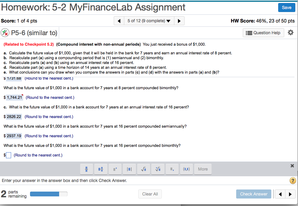 myfinancelab homework answers