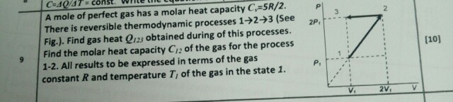 Solved A mole of perfect gas has a molar heat capacity C_V = | Chegg.com