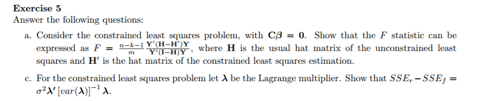 Consider the constrained least squares problem, with | Chegg.com