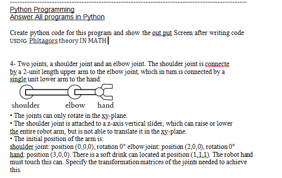 Create python code for this program and show the out | Chegg.com