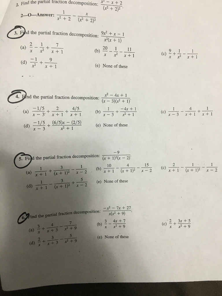 Solved Find the partial fraction decomposition: x^2 - x + | Chegg.com