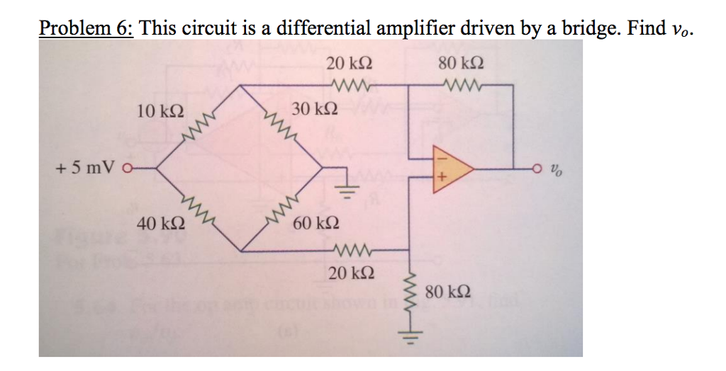 Solved This circuit is a differential amplifier driven by a | Chegg.com