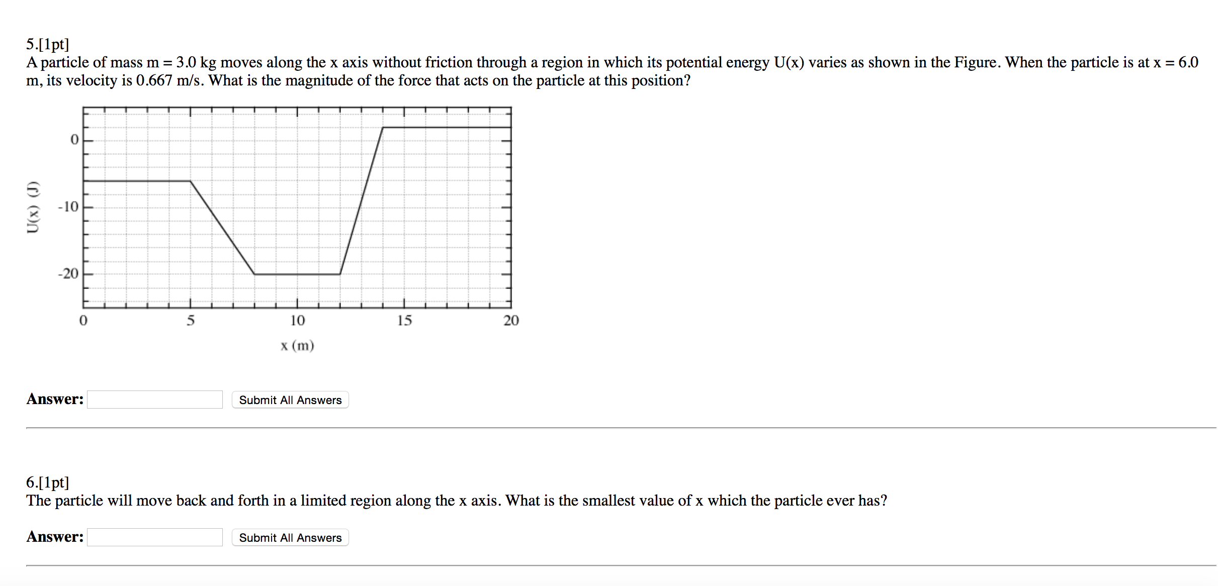 5.[lpt] A particle of mass m = 3 .0 kg moves along | Chegg.com