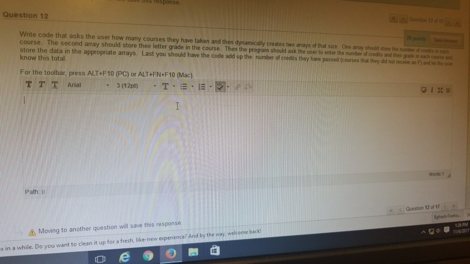 Solved Trns Response Question 12 Question 12 Write Code That Chegg