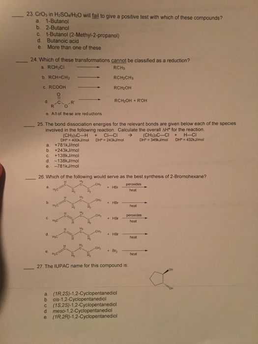 Solved CrO_3 in H_2SO_4/H_2O will fail to give a positive | Chegg.com