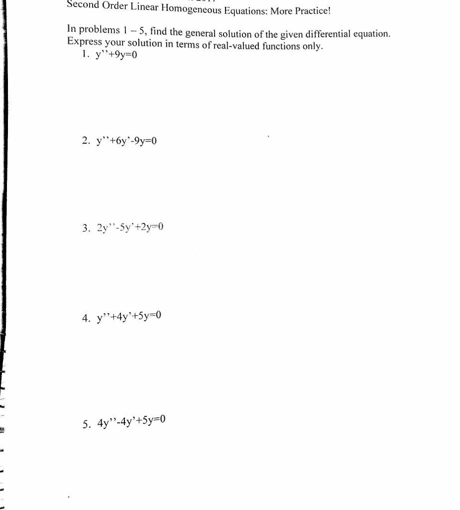 Solved Second Order Linear Homogeneous Equations: More 