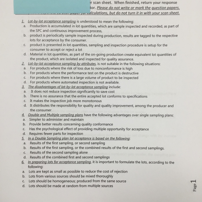 Solved Lotbylot acceptance sampling is understood to mean