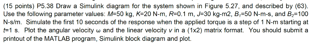 Solved (15 points) P5.38 Draw a Simulink diagram for the | Chegg.com