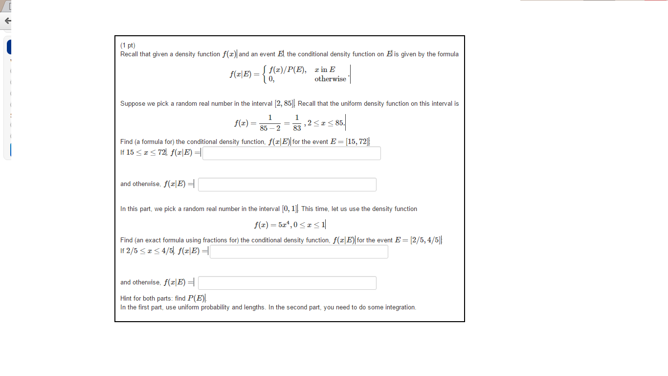 Solved Recall that given a density function f(x)| and an | Chegg.com