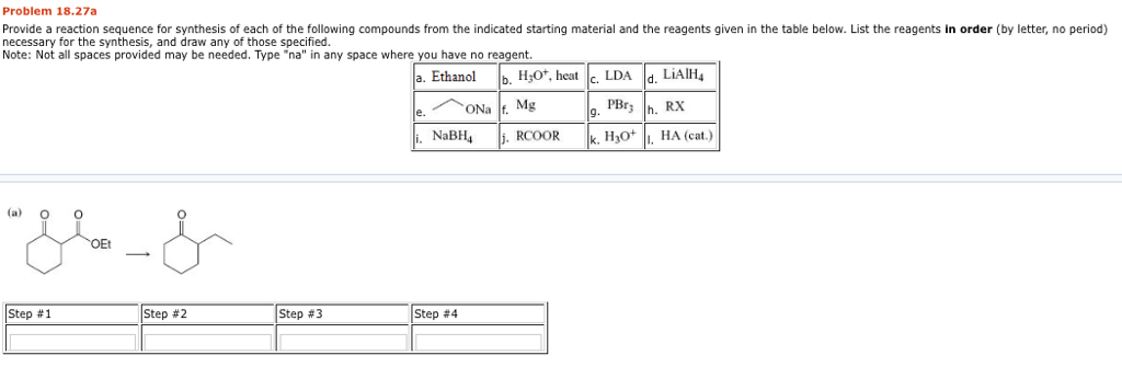 Solved: Problem 18.27a Provide A Reaction Sequence For Syn... | Chegg.com