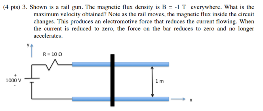 Solved Shown Is A Rail Gun The Magnetic Flux Density Is B Chegg