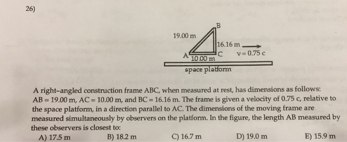 Solved A right-angled construction frame ABC, when measured | Chegg.com